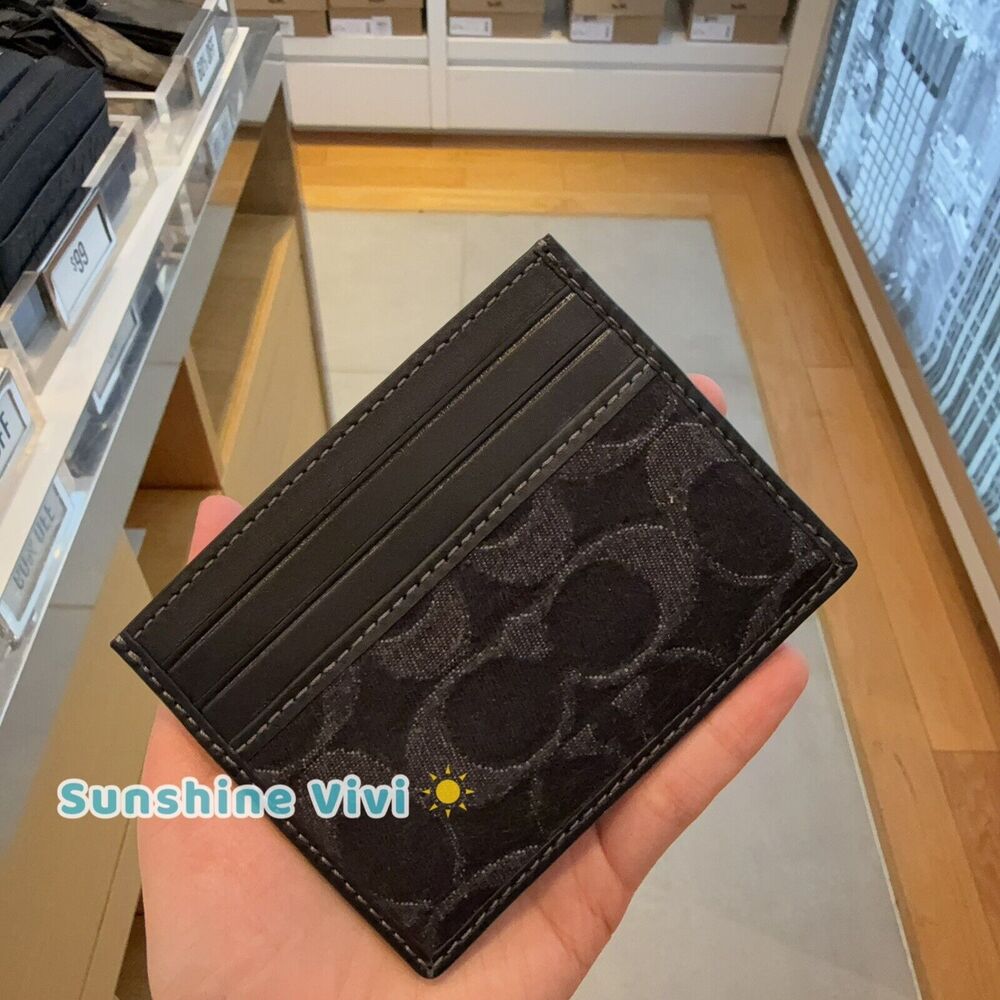 NWT Limited Coach Slim Id Card Case In Signature Denim CAJ47